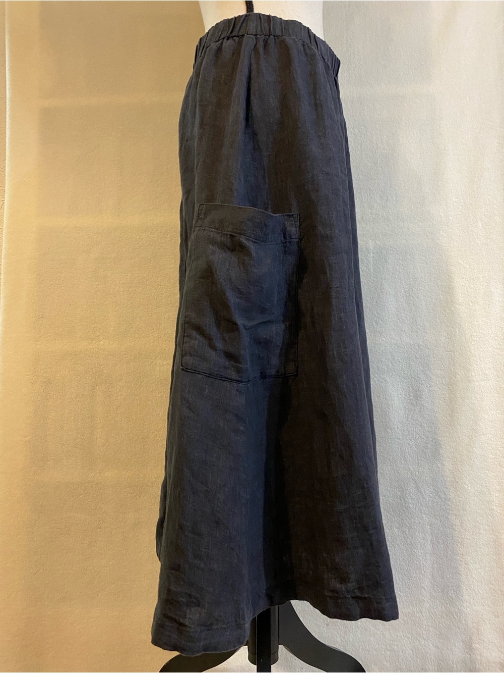 Eileen Fisher graphite grey 100% organic linen Délavé cargo skirt - Picture 5 of 11